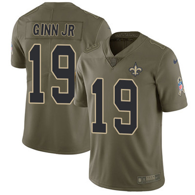 Youth Nike Saints #19 Ted Ginn Jr Olive Stitched NFL Limited 201