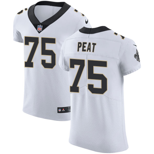 Nike Saints #75 Andrus Peat White Mens Stitched NFL Vapor Untouchable Elite Jersey