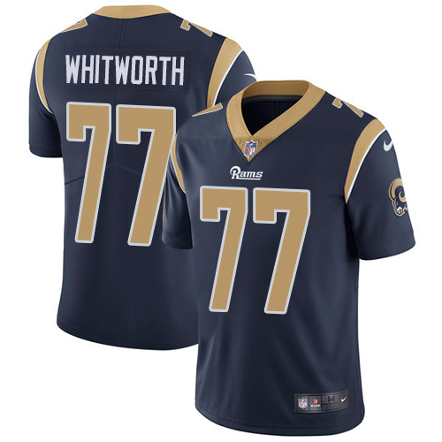 Nike Rams #77 Andrew Whitworth Navy Blue Team Color Mens Stitched NFL Vapor Untouchable Limited Jers