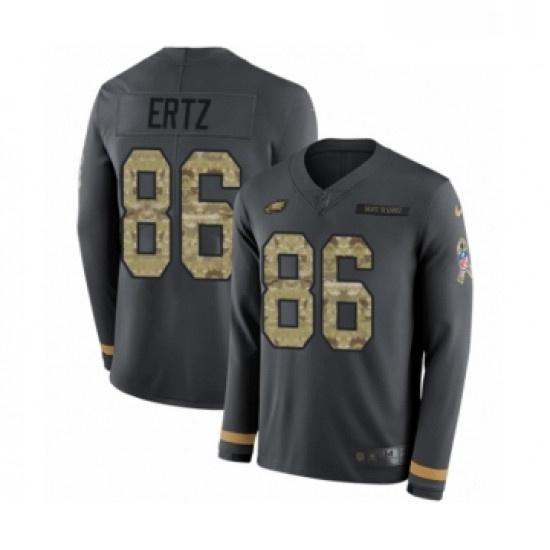 Mens Nike Philadelphia Eagles 86 Zach Ertz Limited Black Salute to Service Therma Long Sleeve NFL Je