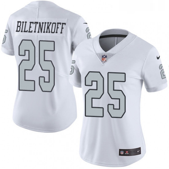 Womens Nike Oakland Raiders 25 Fred Biletnikoff Elite White Rush Vapor Untouchable NFL Jersey