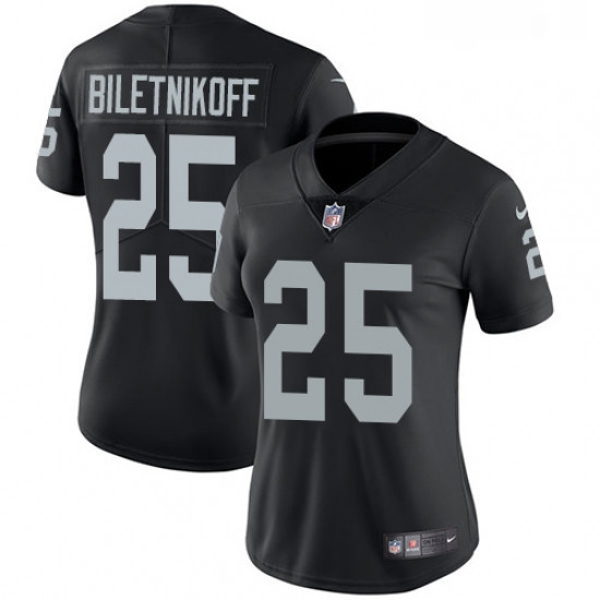 Womens Nike Oakland Raiders 25 Fred Biletnikoff Black Team Color Vapor Untouchable Limited Player NF