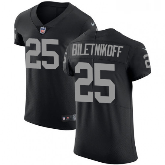 Mens Nike Oakland Raiders 25 Fred Biletnikoff Black Team Color Vapor Untouchable Elite Player NFL Je