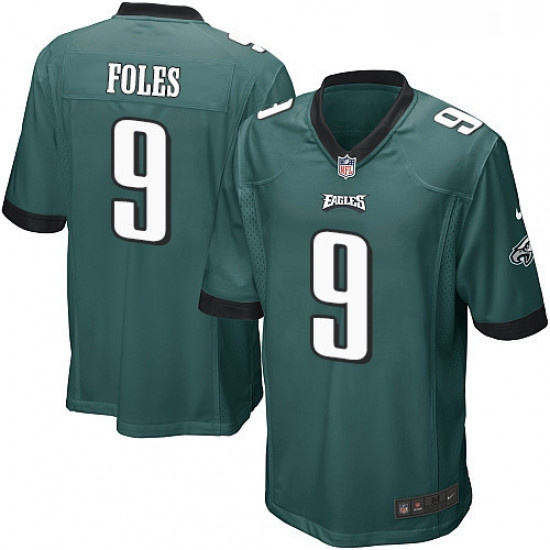 Mens Nike Philadelphia Eagles 9 Nick Foles Game Midnight Green Team Color NFL Jersey