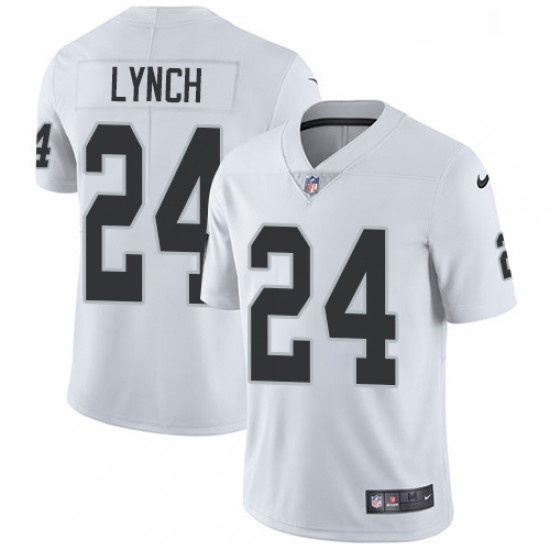 Mens Nike Oakland Raiders 24 Marshawn Lynch White Vapor Untouchable Limited Player NFL Jersey