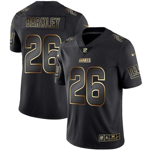 Nike Giants 26 Saquon Barkley Black Gold Vapor Untouchable Limited Jersey