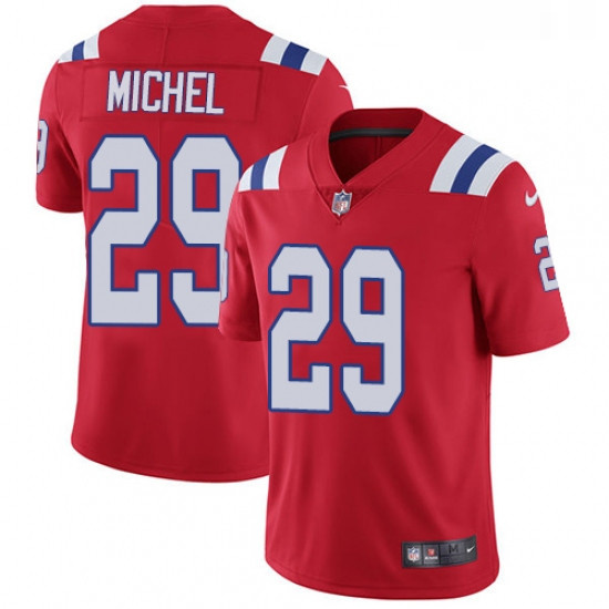 Mens Nike New England Patriots 29 Sony Michel Red Alternate Vapor Untouchable Limited Player NFL Jer