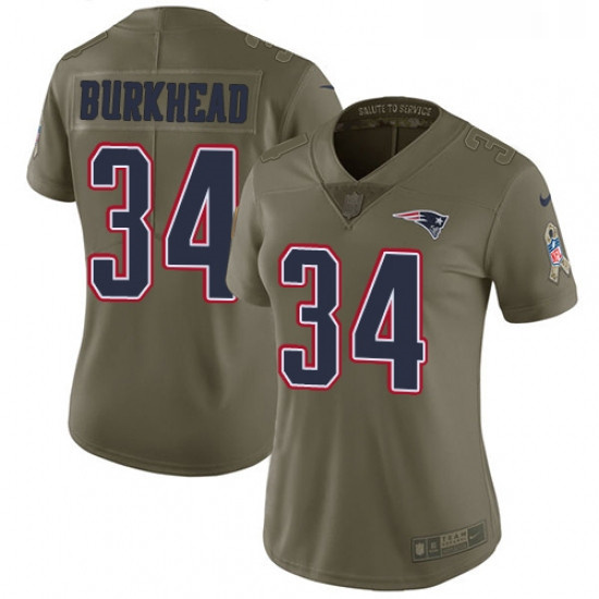 Womens Nike New England Patriots 34 Rex Burkhead Limited Olive 2