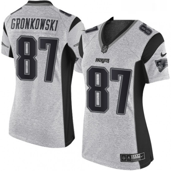 Womens Nike New England Patriots 87 Rob Gronkowski Limited Gray Gridiron II NFL Jersey