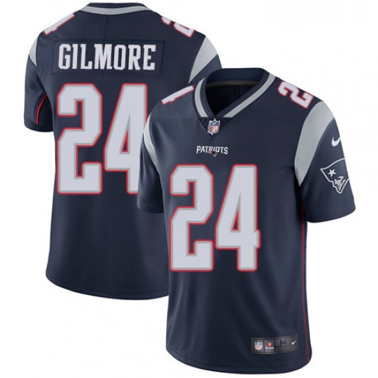 Mens Nike New England Patriots 24 Stephon Gilmore Navy Blue Team Color Vapor Untouchable Limited Pla