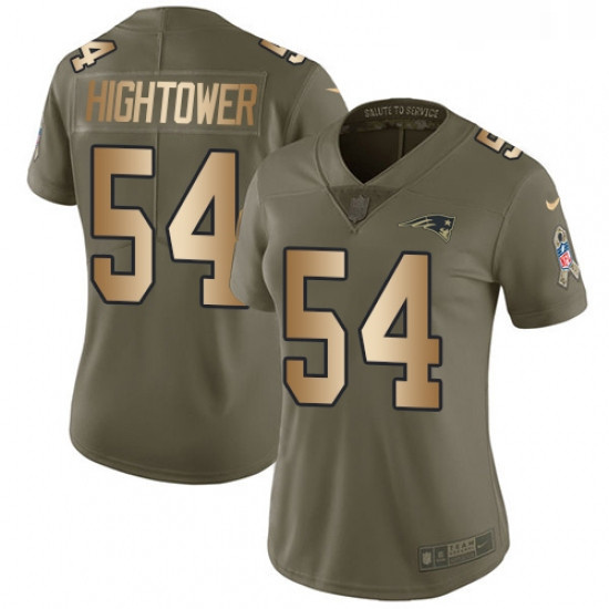 Womens Nike New England Patriots 54 Donta Hightower Limited OliveGold 2017 Salute to Service NFL Jer