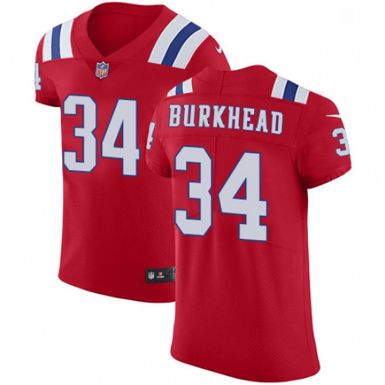 Mens Nike New England Patriots 34 Rex Burkhead Red Alternate Vap