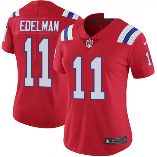 Womens Nike New England Patriots 11 Julian Edelman Red Alternate Vapor Untouchable Limited Player NF