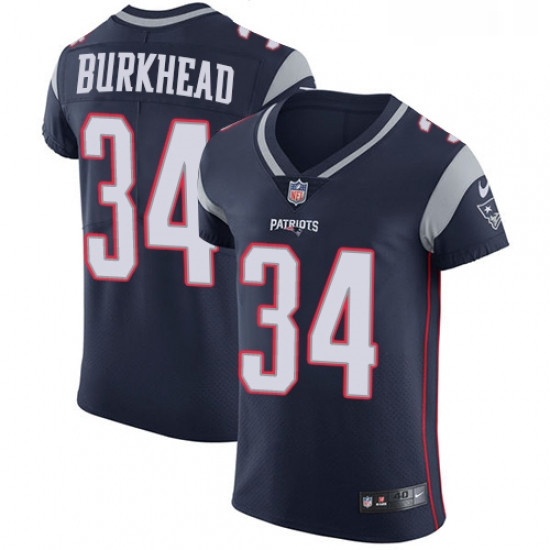 Mens Nike New England Patriots 34 Rex Burkhead Navy Blue Team Color Vapor Untouchable Elite Player N