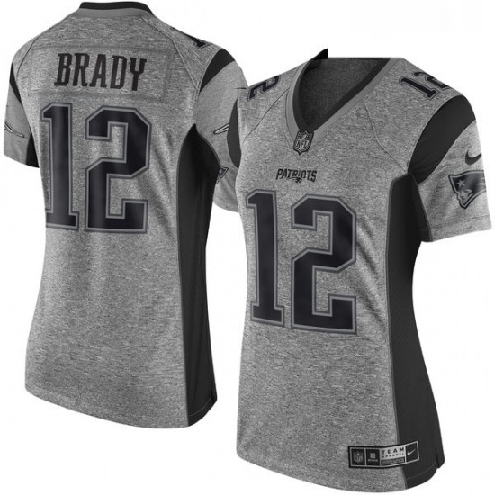 Womens Nike New England Patriots 12 Tom Brady Limited Gray Gridiron NFL Jersey