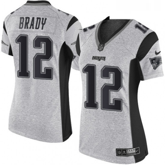 Womens Nike New England Patriots 12 Tom Brady Limited Gray Gridiron II NFL Jersey