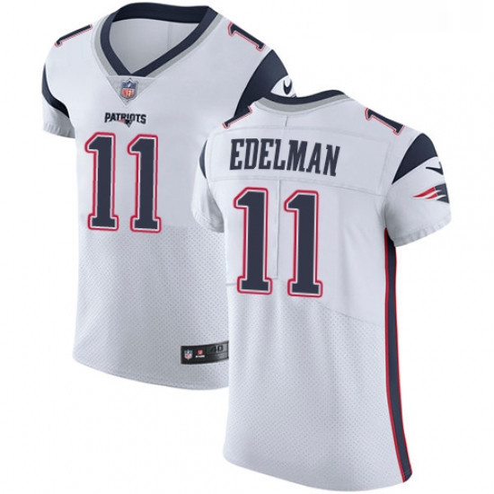 Mens Nike New England Patriots 11 Julian Edelman White Vapor Unt