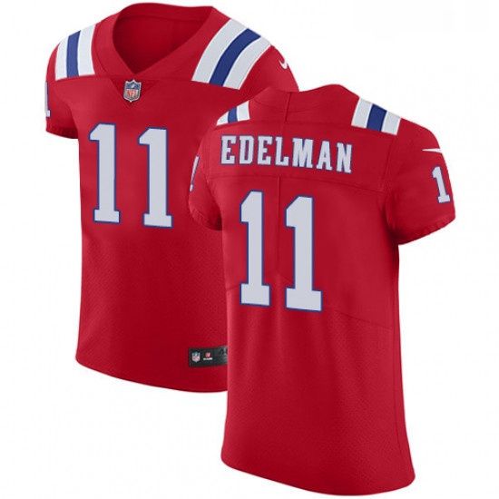 Mens Nike New England Patriots 11 Julian Edelman Red Alternate Vapor Untouchable Elite Player NFL Je