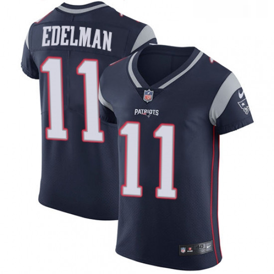 Mens Nike New England Patriots 11 Julian Edelman Navy Blue Team Color Vapor Untouchable Elite Player