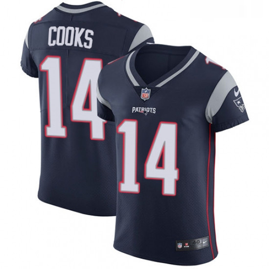 Mens Nike New England Patriots 14 Brandin Cooks Navy Blue Team Color Vapor Untouchable Elite Player 