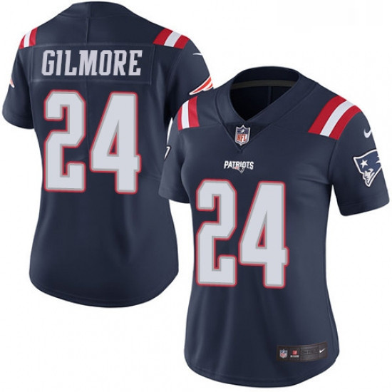 Womens Nike New England Patriots 24 Stephon Gilmore Limited Navy Blue Rush Vapor Untouchable NFL Jer