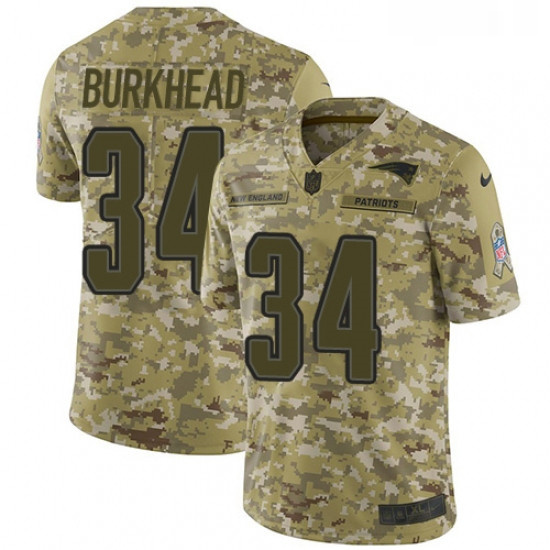 Youth Nike New England Patriots 34 Rex Burkhead Limited Camo 2018 Salute to Service NFL Jersey