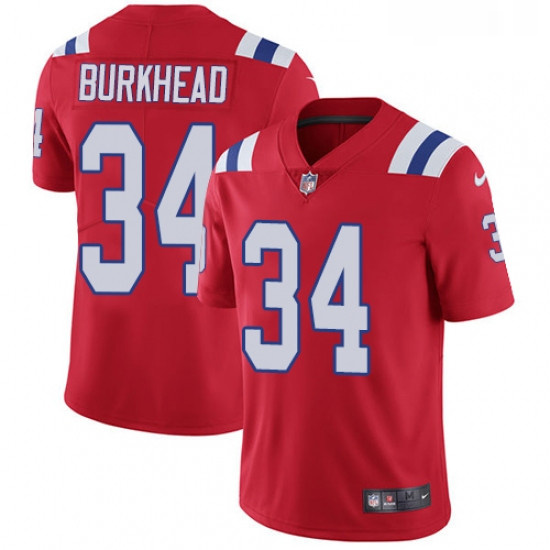 Mens Nike New England Patriots 34 Rex Burkhead Red Alternate Vapor Untouchable Limited Player NFL Je