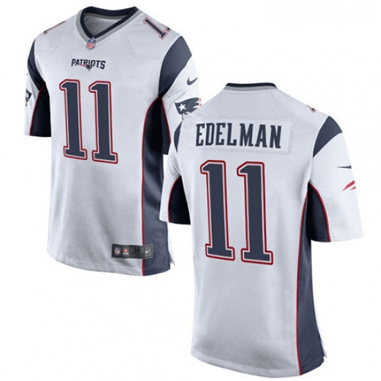 Mens Nike New England Patriots 11 Julian Edelman Game White NFL Jersey