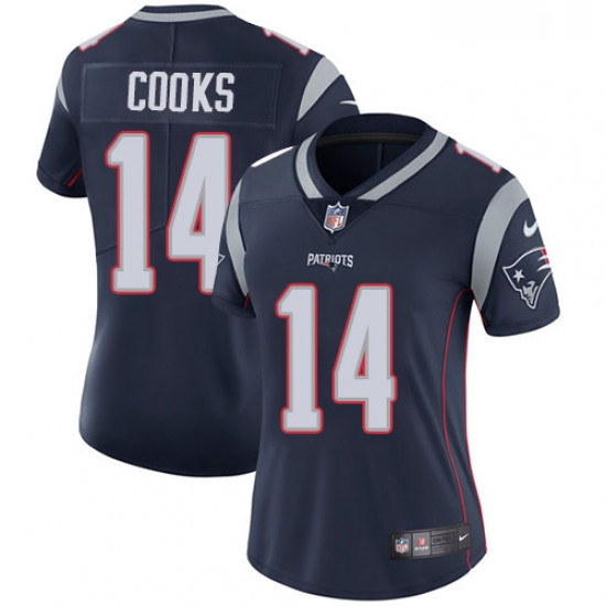 Womens Nike New England Patriots 14 Brandin Cooks Navy Blue Team Color Vapor Untouchable Limited Pla