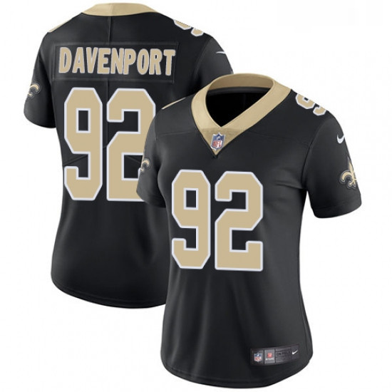 Womens Nike New Orleans Saints 92 Marcus Davenport Black Team Color Stitched NFL Vapor Untouchable L