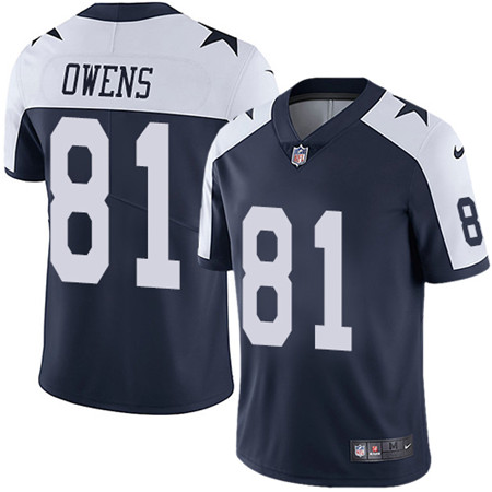 Nike Cowboys #81 Terrell Owens Navy Blue Thanksgiving Mens Stitched NFL Vapor Untouchable Limited Th