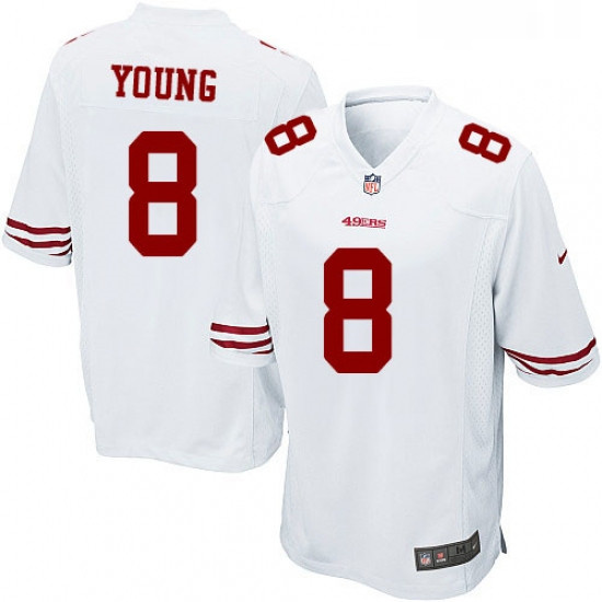 Mens Nike San Francisco 49ers 8 Steve Young Game White NFL Jersey