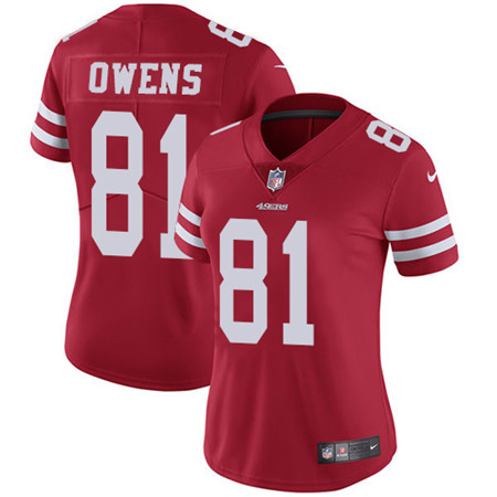 Nike 49ers #81 Terrell Owens Red Team Color Womens Stitched NFL Vapor Untouchable Limited Jersey