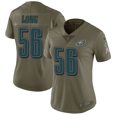 Nike Eagles #56 Chris Long Olive Womens Stitched NFL Limited 2017 Salute to Service Jersey