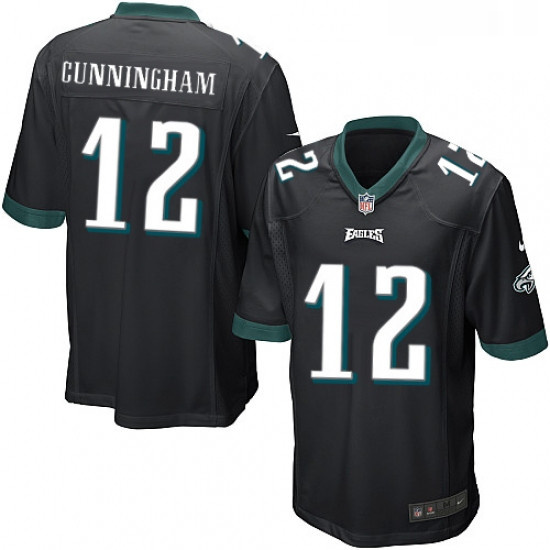 Mens Nike Philadelphia Eagles 12 Randall Cunningham Game Black Alternate NFL Jersey