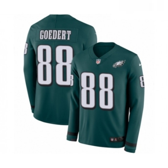 Youth Nike Philadelphia Eagles 88 Dallas Goedert Limited Green Therma Long Sleeve NFL Jersey