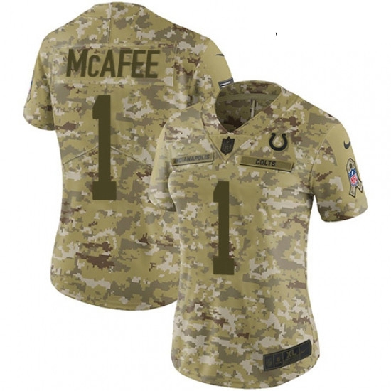 Womens Nike Indianapolis Colts 1 Pat McAfee Limited Camo 2018 Salute to Service NFL Jersey