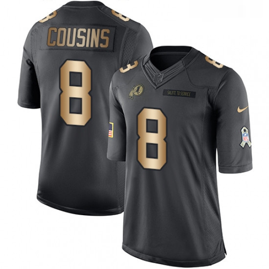 Youth Nike Washington Redskins 8 Kirk Cousins Limited BlackGold Salute to Service NFL Jersey