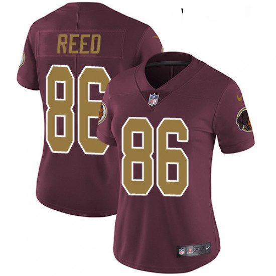 Womens Nike Washington Redskins 86 Jordan Reed Elite Burgundy RedGold Number Alternate 80TH Annivers