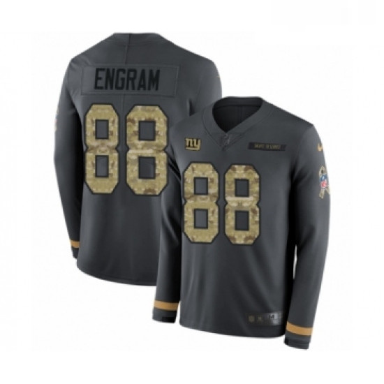 Mens Nike New York Giants 88 Evan Engram Limited Black Salute to Service Therma Long Sleeve NFL Jers