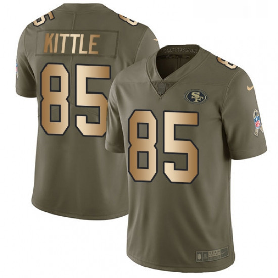 Youth Nike San Francisco 49ers 85 George Kittle Limited OliveGold 2017 Salute to Service NFL Jersey
