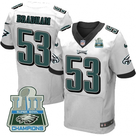 Nike Eagles #53 Nigel Bradham White 2018 Super Bowl Champions Elite Jersey