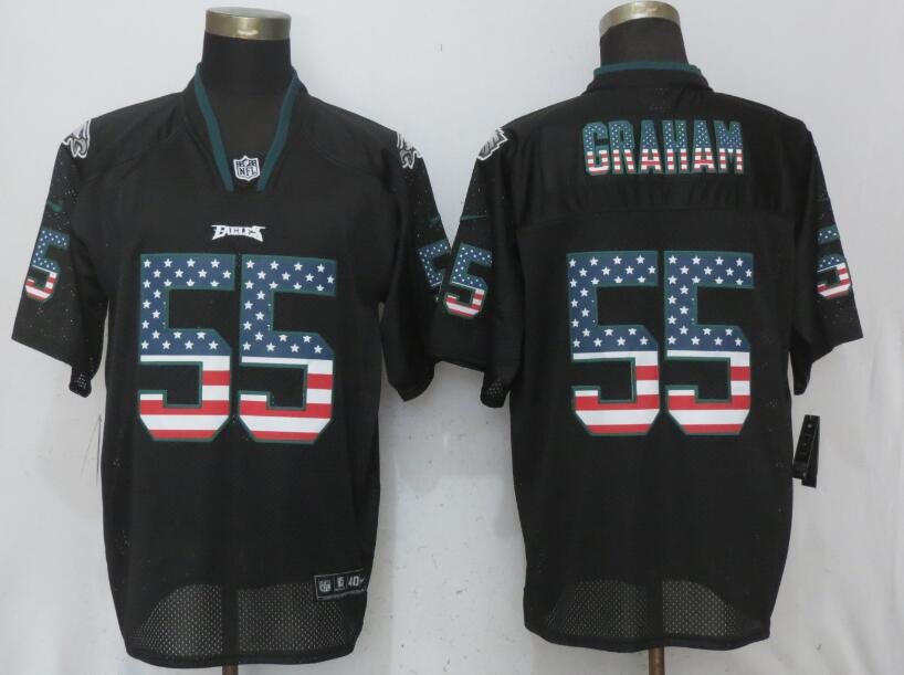 Nike Eagles #55 Brandon Graham Black USA Flag Elite Jersey