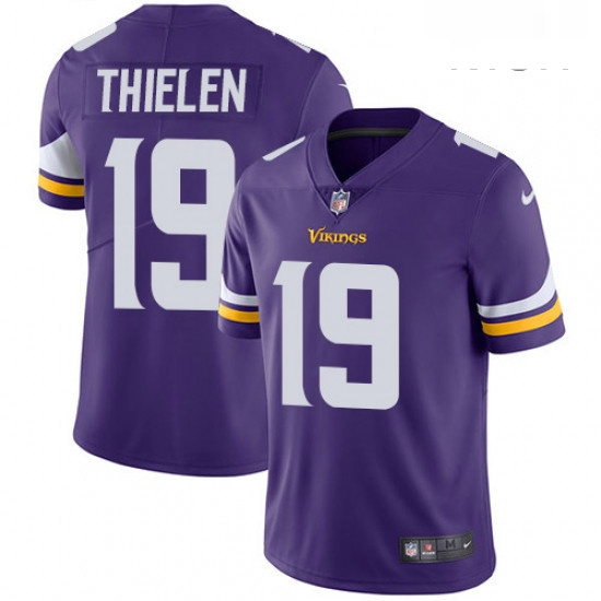 Mens Nike Minnesota Vikings 19 Adam Thielen Purple Team Color Vapor Untouchable Limited Player NFL J