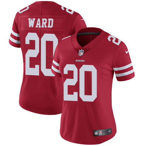 Nike 49ers #20 Jimmie Ward Red Team Color Womens Stitched NFL Vapor Untouchable Limited Jersey