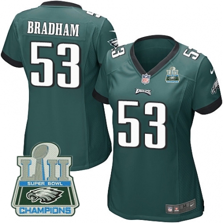 Nike Eagles #53 Nigel Bradham Green Women 2018 Super Bowl Champi