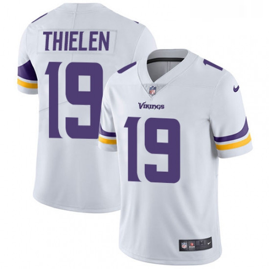 Mens Nike Minnesota Vikings 19 Adam Thielen White Vapor Untouchable Limited Player NFL Jersey