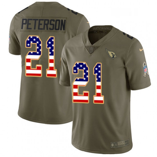 Men Nike Arizona Cardinals 21 Patrick Peterson Limited OliveUSA Flag 2017 Salute to Service NFL Jers