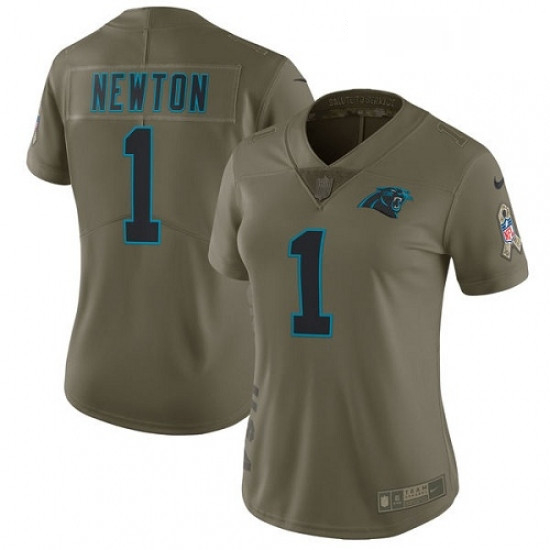 Womens Nike Carolina Panthers 1 Cam Newton Limited Olive 2017 Salute to Service NFL Jersey