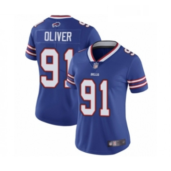 Womens Buffalo Bills 91 Ed Oliver Royal Blue Team Color Vapor Untouchable Elite Player Football Jers